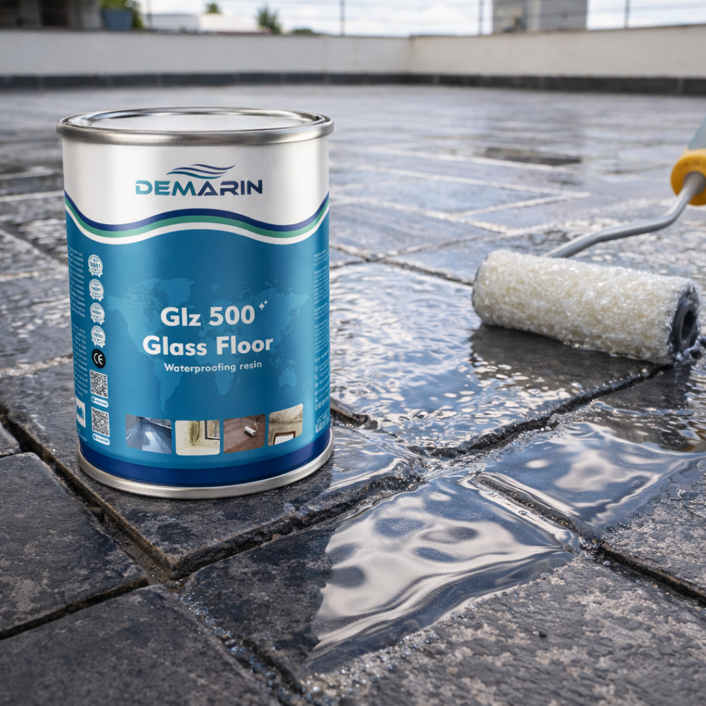 demamarin-w4NCNk5pAg DEMARİN GLZ 500 Glass Floor Şeffaf Su Yalıtım Boyası - Görsel 1